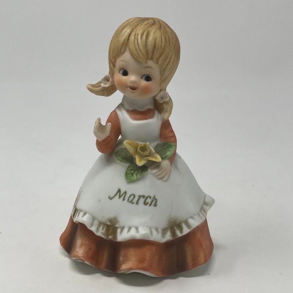 Vintage March Birthday Girl Doll Ceramic 4" Figurine - Picture 1 of 6